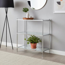 3 Tier Bookcase, Chrome, Glass Shelves, Modern, Easy Setup
