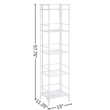 Folding Metal Shelf, White, 5 Tier, Storage, Easy Assembly