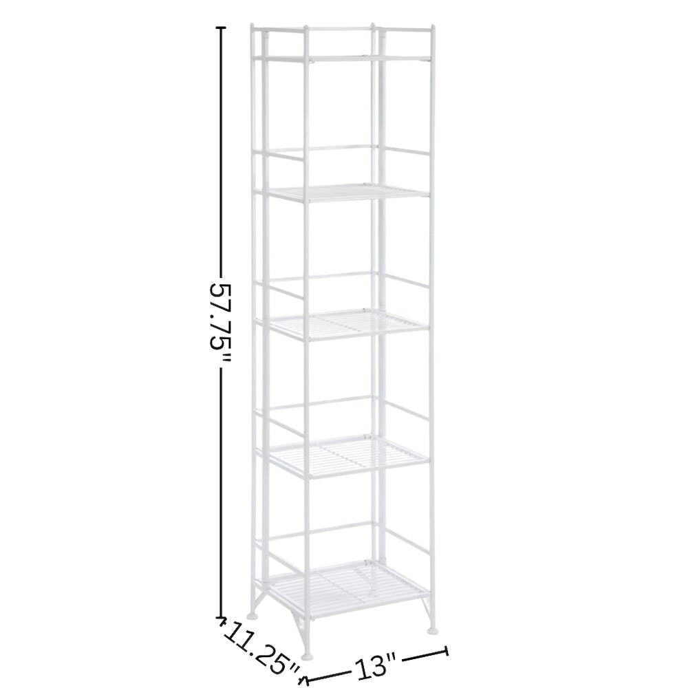 Folding Metal Shelf, White, 5 Tier, Storage, Easy Assembly