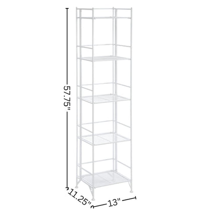 Folding Metal Shelf, White, 5 Tier, Storage, Easy Assembly