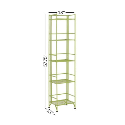 5 Tier Folding Shelf Green, Easy to Move and Store, Power-Coated Metal Frame