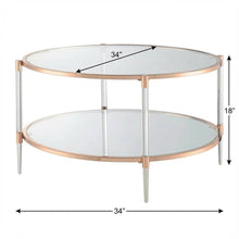 Rose Gold Acrylic Coffee Table with Clear Tempered Glass and Two Tiers