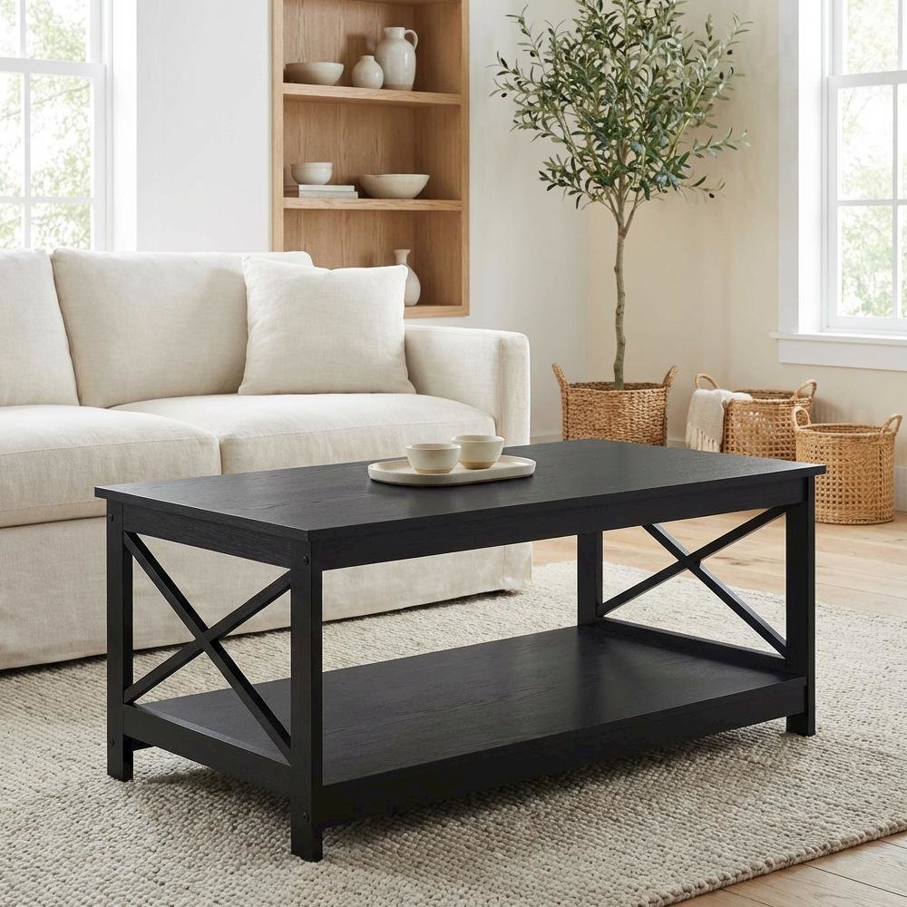 Black MDF Coffee Table with Sturdy Frame and Modern Design