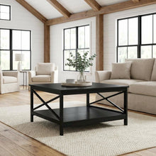 Black MDF Coffee Table Square Top Sturdy Base Durable Design