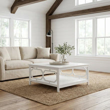 White MDF Coffee Table with Square Top and Sturdy Construction for Living Room