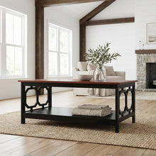 Cherry Black Coffee Table with Shelf MDF Construction Contemporary Design