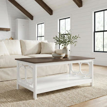 Driftwood White Coffee Table with Shelf MDF Contemporary Design