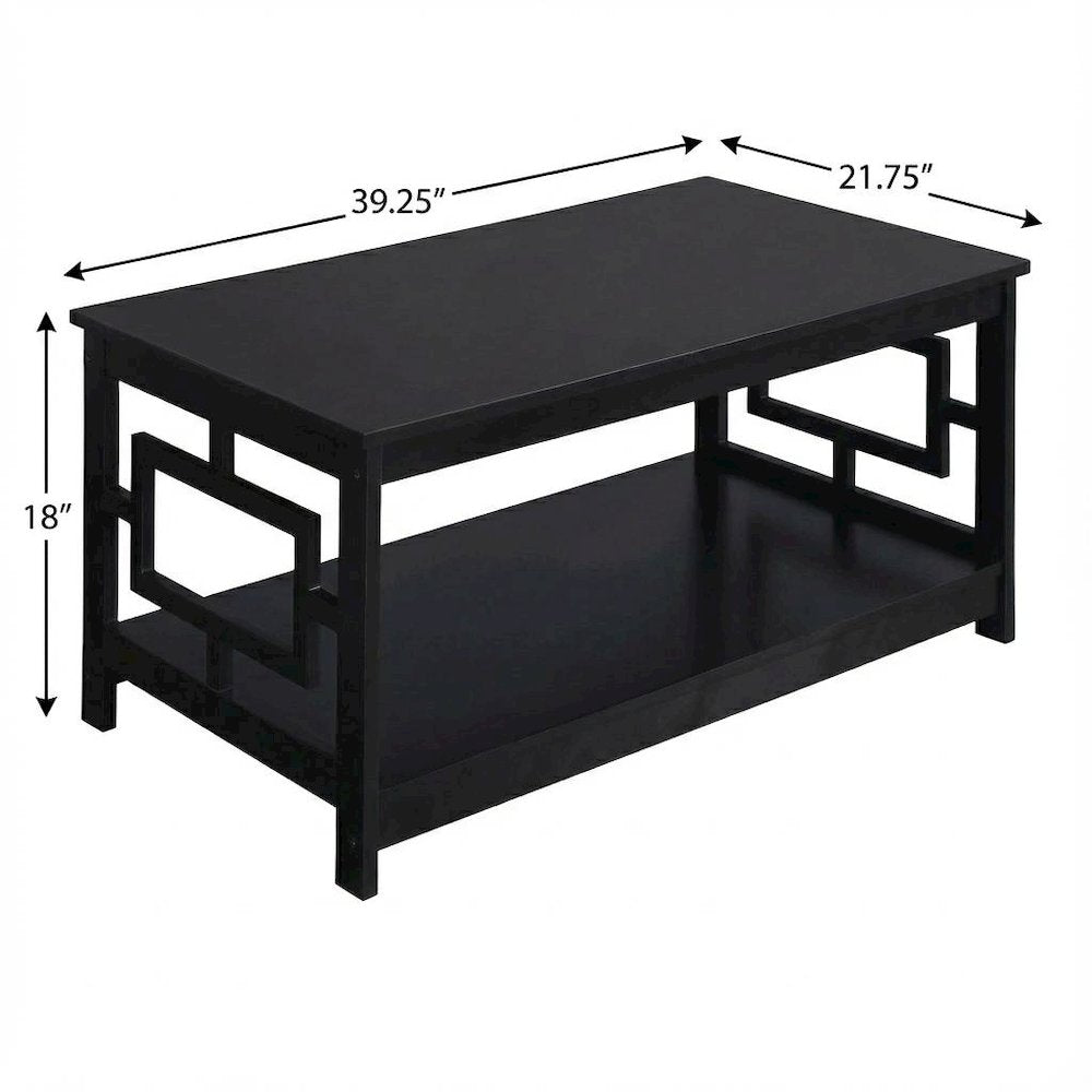Black Coffee Table MDF with Storage Shelf and Multi-Finish Options