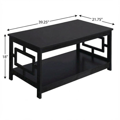 Black Coffee Table MDF with Storage Shelf and Multi-Finish Options