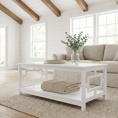 White Coffee Table with Shelf MDF Construction Multiple Finishes Available