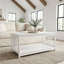 White MDF Coffee Table with Shelf and Storage Space Titan