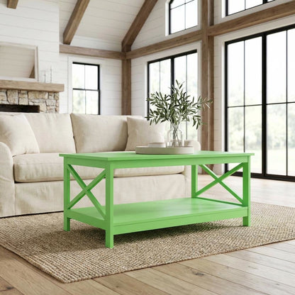 Coffee Table Lime MDF with Shelf Coastal Style Transitional Design