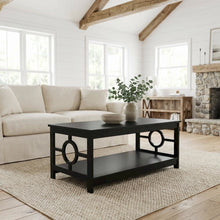 Black Coffee Table with Ring Design, Particle Board and MDF Construction