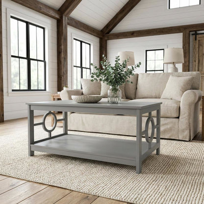 Gray Coffee Table with Round Particle Board Top and Melamine Finish
