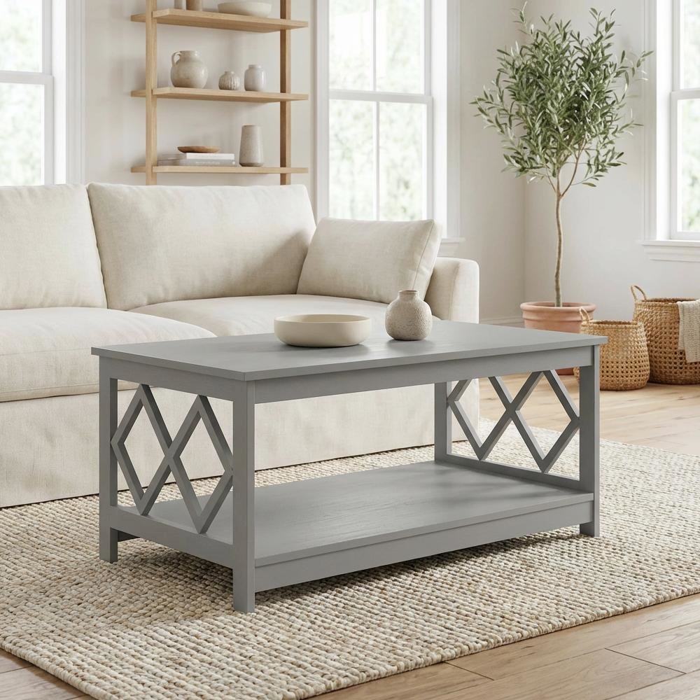 Gray Particle Board Coffee Table with Contemporary Design and Durable Finish