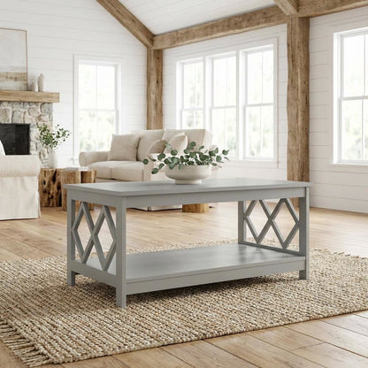 Gray Particle Board Coffee Table with Contemporary Design and Durable Finish