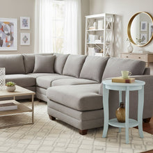 Circular End Table Modern Style, Bottom Shelf, Light Blue Finish, 17.75"