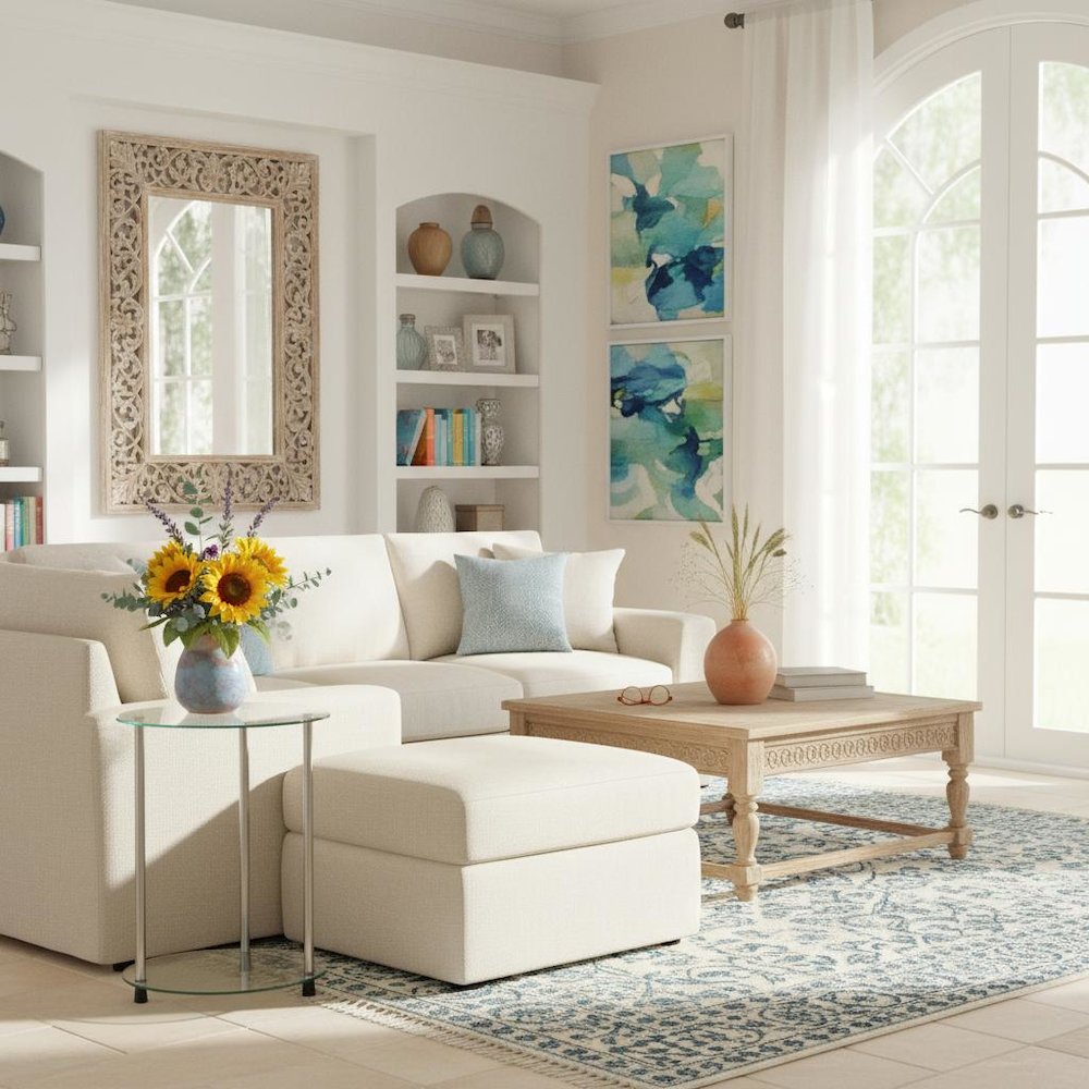 Contemporary Glass Side Table, Round, Chrome Legs, Easy Setup