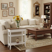 Chairside End Table, Brown, Drawer, Three Tier Shelf, Narrow