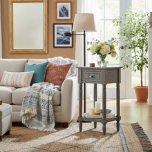 Accent Table, Gray, Drawer, Shelf, Versatile Wood, 14 Inch