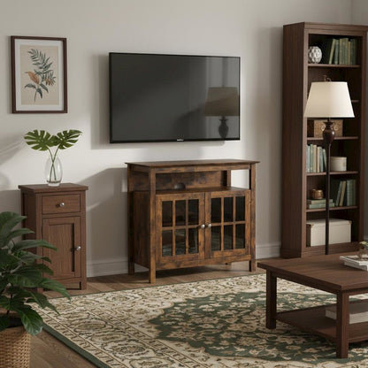 Tall TV Stand Console, Brown, Storage Cabinets, 40 Inch