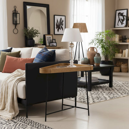 Triangle End Table, Driftwood, Hairpin Legs, Modern Accent