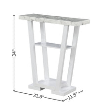 Console Table, Gray Marble, 2 Shelves, Entryway, Sofa