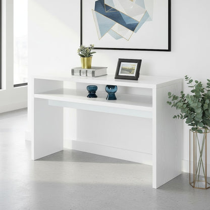 Deluxe Console Table with Spacious Top, Storage Shelf, White Finish, 30-inch