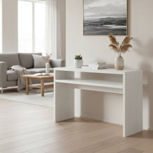 Deluxe Console Table with Spacious Top, Storage Shelf, White Finish, 30-inch