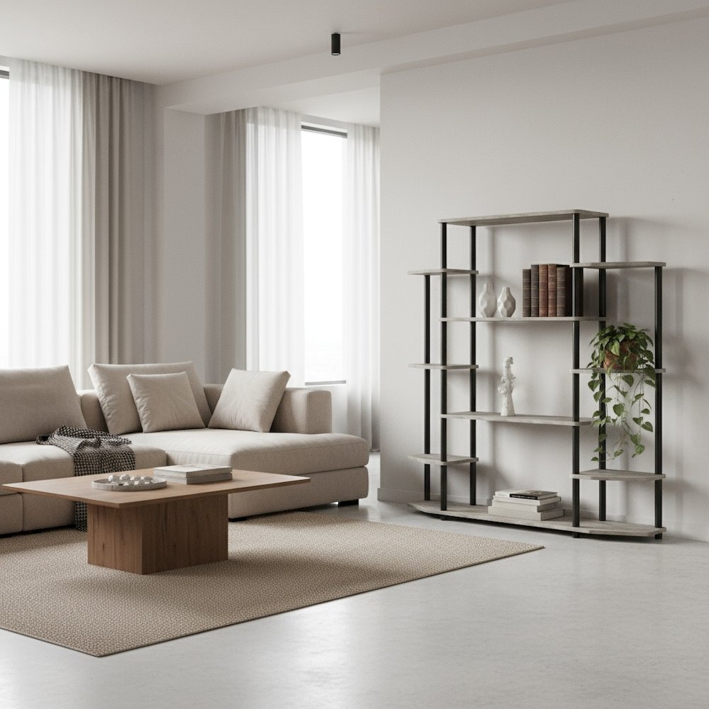 Wall Unit Bookshelf with 10 Tiers, Multi-Color, No Tools Required