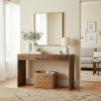 Console Desk, Brown, 48 Inch, Versatile, Woodgrain