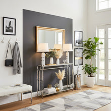 Console Table, Faux Marble, Chrome, Two Tier Shelf, Glam