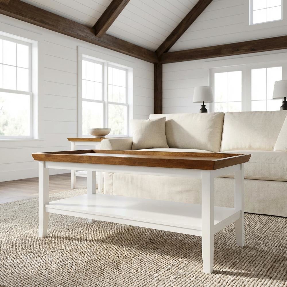 Multi Coffee Table with Shelf and Storage Space, 36 lb Weight