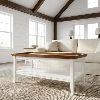 Multi Coffee Table with Shelf and Storage Space, 36 lb Weight