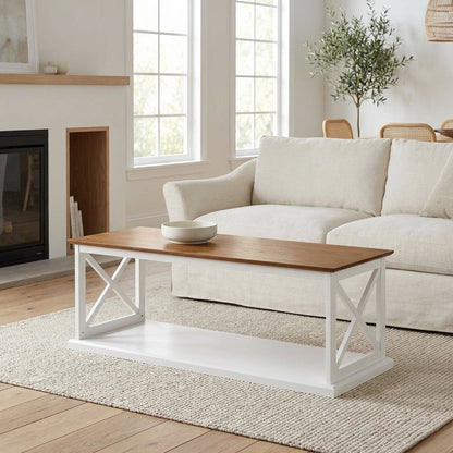 Multi-Color Coffee Table with Open Shelf and Sturdy Construction for Living Room