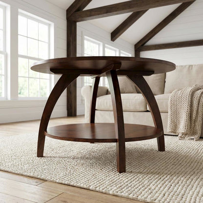 Aldrin Scandinavian Coffee Table with Under Shelf and Solid Build