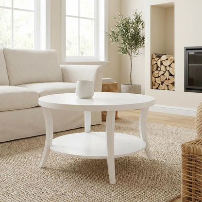 Round Coffee Table with Shelf Classic Design and Sturdy Construction