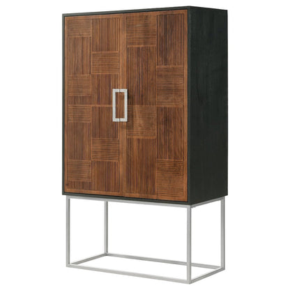 Wine Cabinet with Storage, Bar Cabinet, Mini Bar, Walnut & Black Design