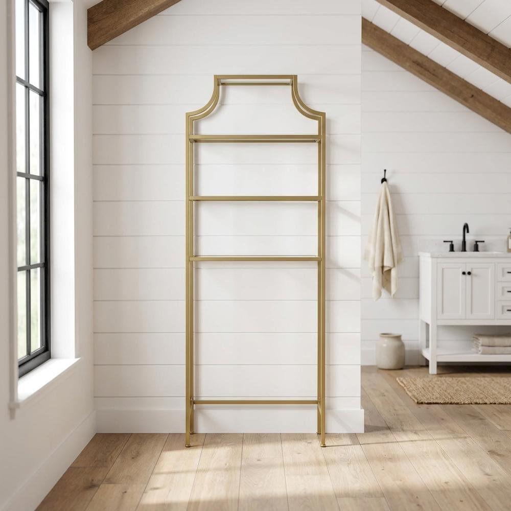 Soft Gold Space Saver Bathroom Vanity with Anti-Tip Hardware