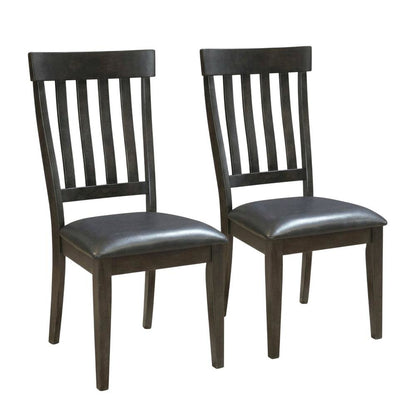 Grey Finish Side Chairs with Upholstered Faux Leather Seats