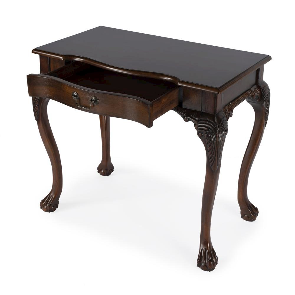 Vintage Vanity Desk, Solid Wood Writing Desk with Cherry Veneer Finish