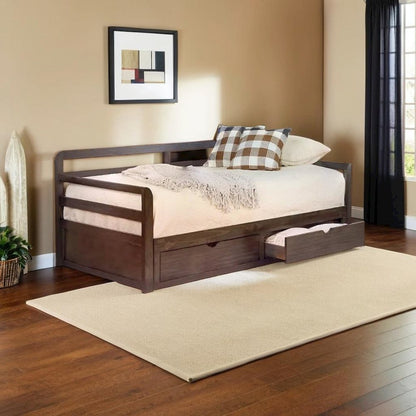 Elegant Gray Twin XL Daybed with Trundle and Storage Drawers for Versatile Use