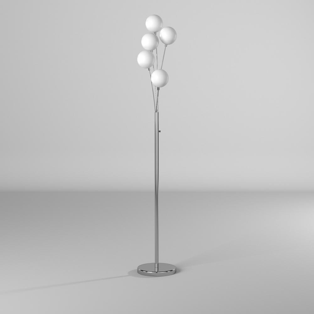 5LT Incandescent Floor Lamp, SC,White Glass