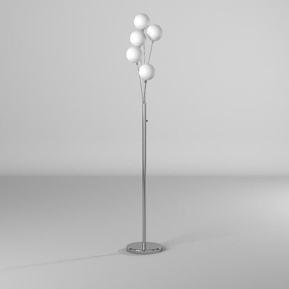 5LT Incandescent Floor Lamp, SC,White Glass
