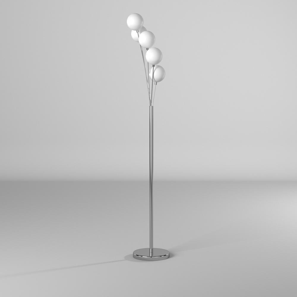 5LT Incandescent Floor Lamp, SC,White Glass