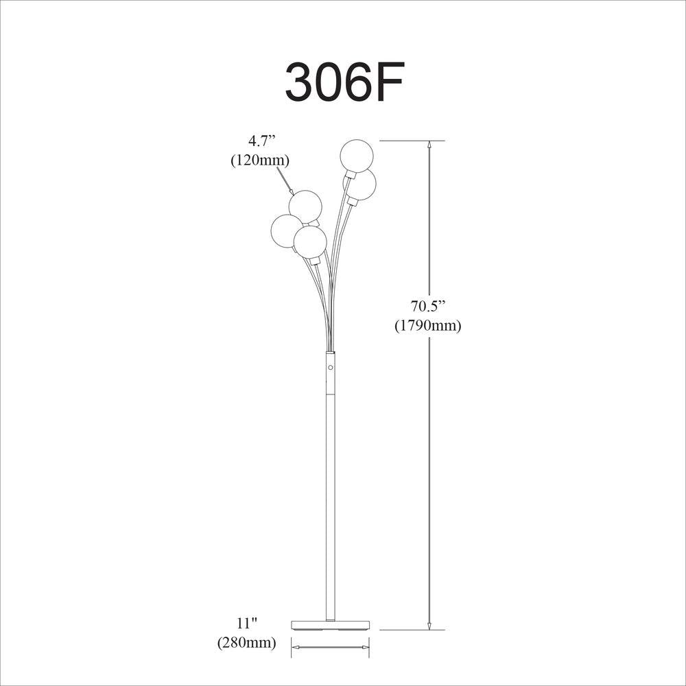 5LT Incandescent Floor Lamp, SC,White Glass