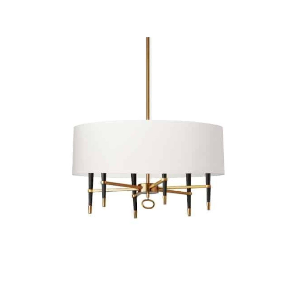 6LT Incandescent Chandelier, VB, Wht Shade