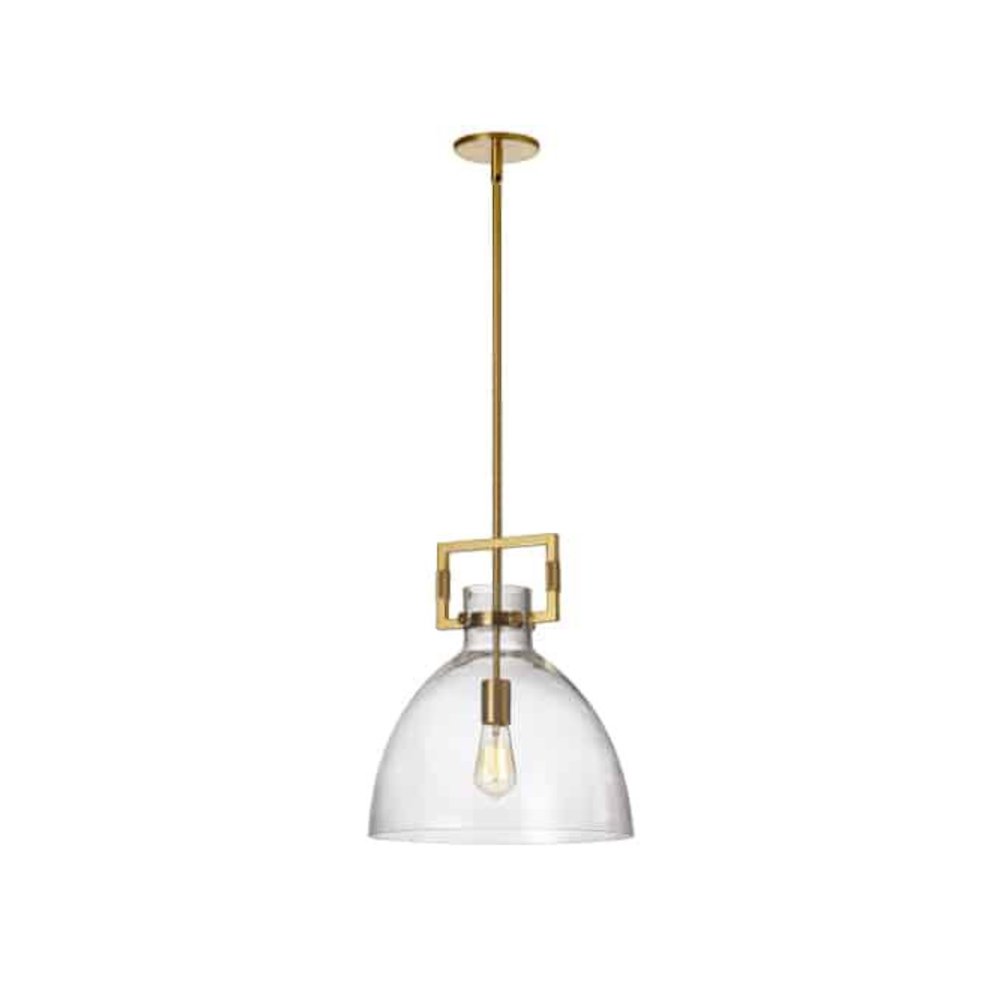 1LT Pendant, Aged Brass Finish