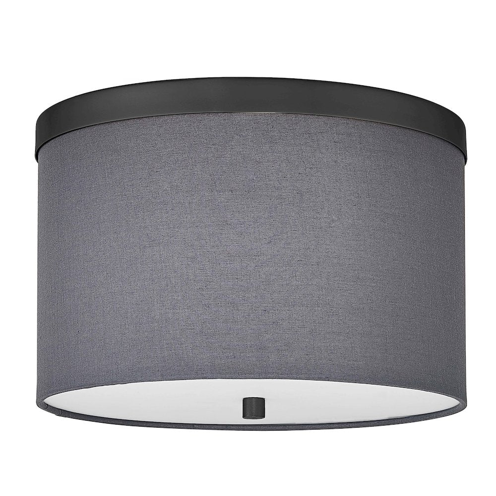 2 Light Flush Mount Matte Black with Grey Shade
