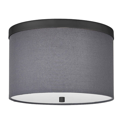 2 Light Flush Mount Matte Black with Grey Shade
